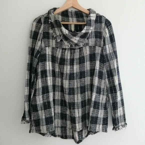 Free People Walk In The Park Plaid Tunic Top XS - Picture 3 of 16
